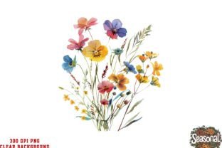 Watercolor Wildflower Clipart Graphic by seasonal · Creative Fabrica