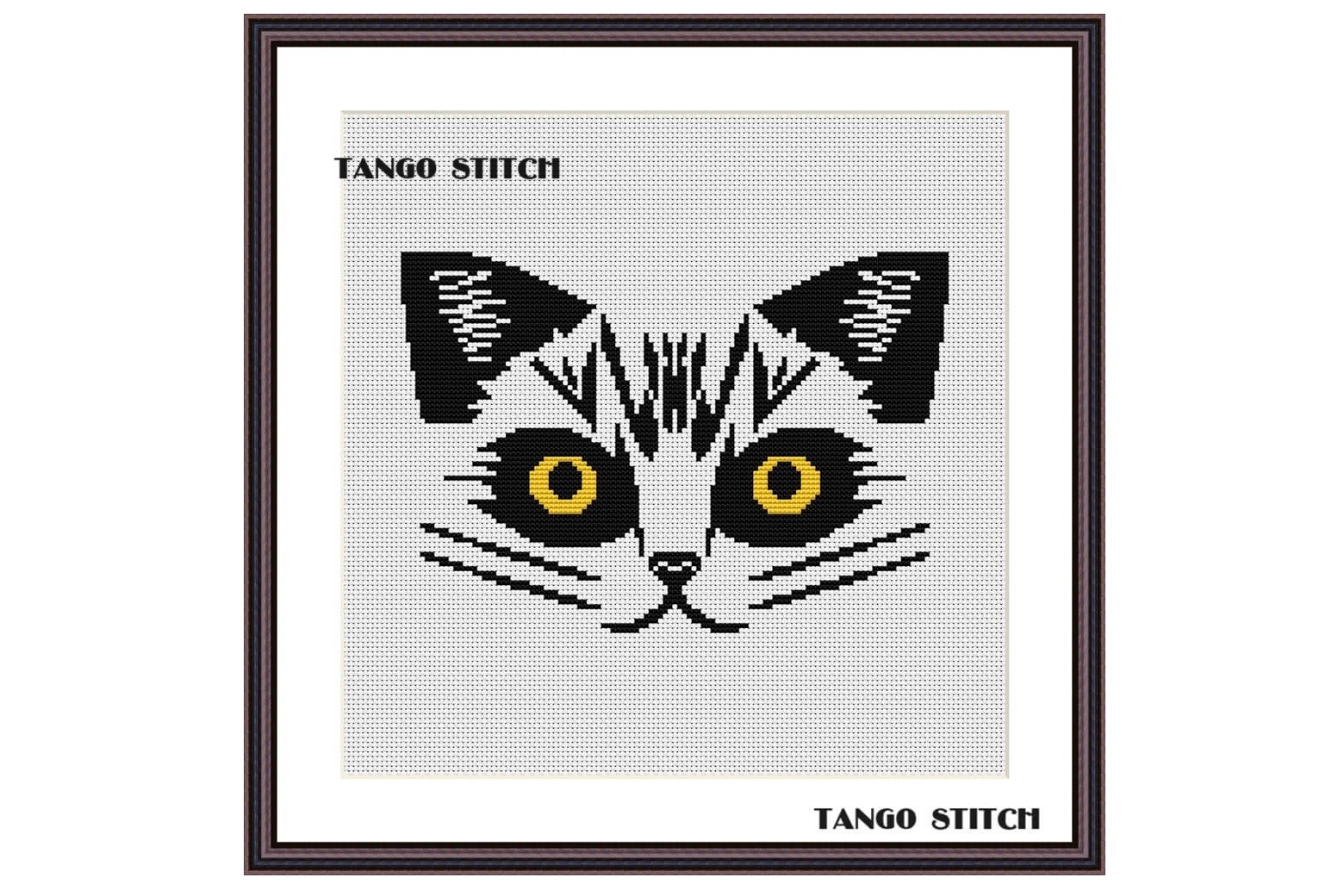 Yellow Eyes Black Cat Easy Cross Stitch