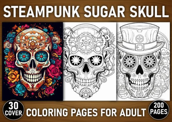 200 Steampunk Sugar Skull Coloring Pages