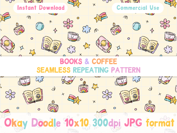 Books and Coffee Seamless Pattern