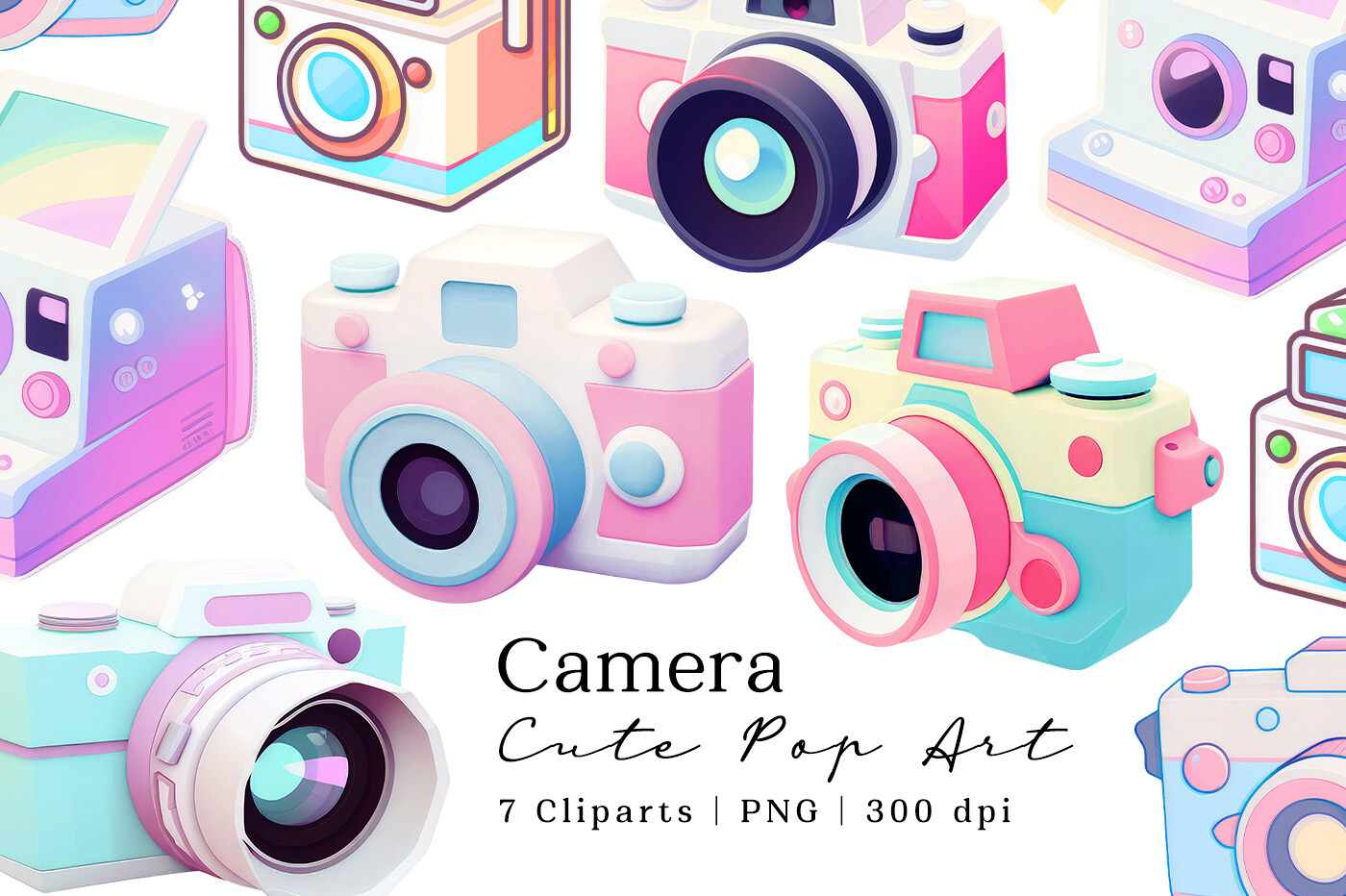 Cute Camera Pastel Pop Clipart Graphic by lemonmoon · Creative Fabrica