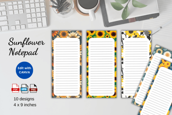Sunflower Notepad Printable Template