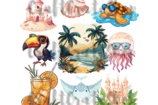 Sunny Beach Day Clipart Bundle Graphic by craftcrateshop · Creative Fabrica