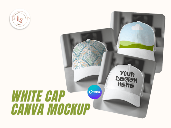 White Baseball Cap Canva Mockup