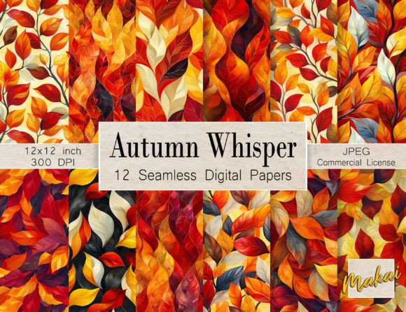 Artistic Autumn Leaves Seamless Patterns