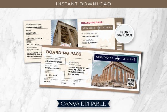 Athens Trip Surprise Gift Ticket Canva