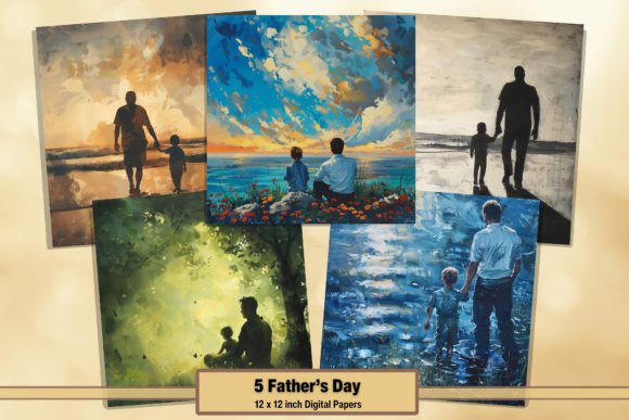 Dad Daughter Son Digital Paper Pack 8