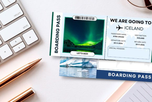 Iceland Trip Surprise Gift Ticket Canva