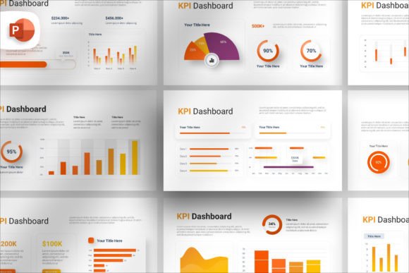 Preview of KPI Dashboard Report PowerPoint Template business report presentation template