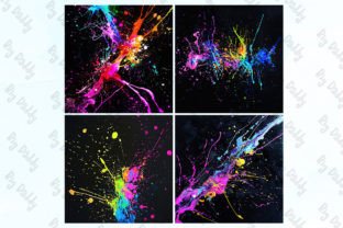 Neon Paint Splatter Paper Backgrounds Graphic by Big Daddy · Creative ...