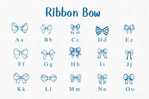 Ribbon Bow Font PNG with transparent background - Preview 1