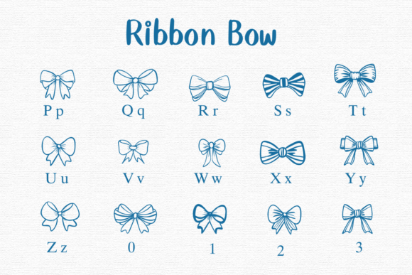 Ribbon Bow Font PNG with transparent background - Preview 2