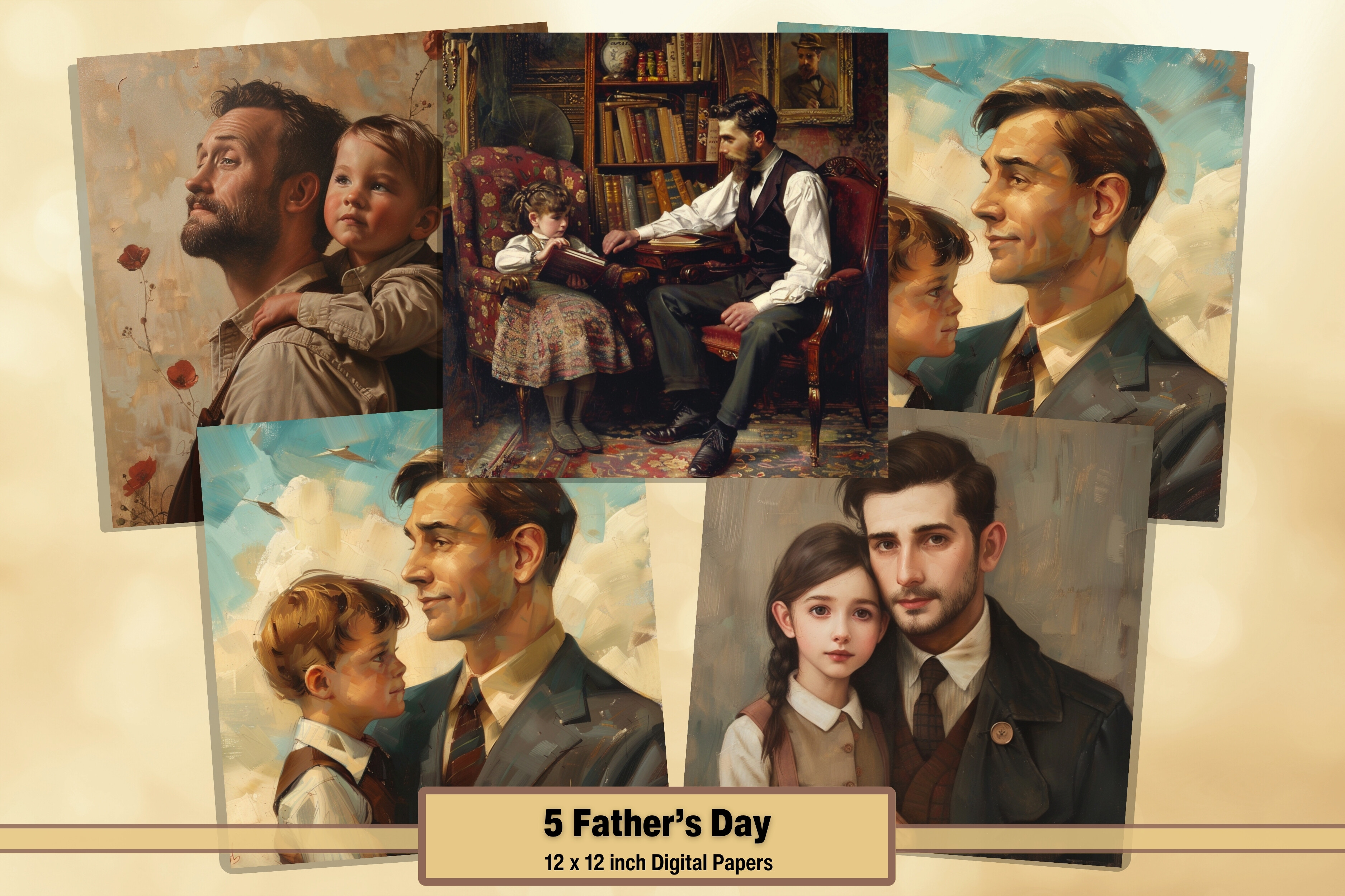 Victorian Father's Day Digital Papers 18