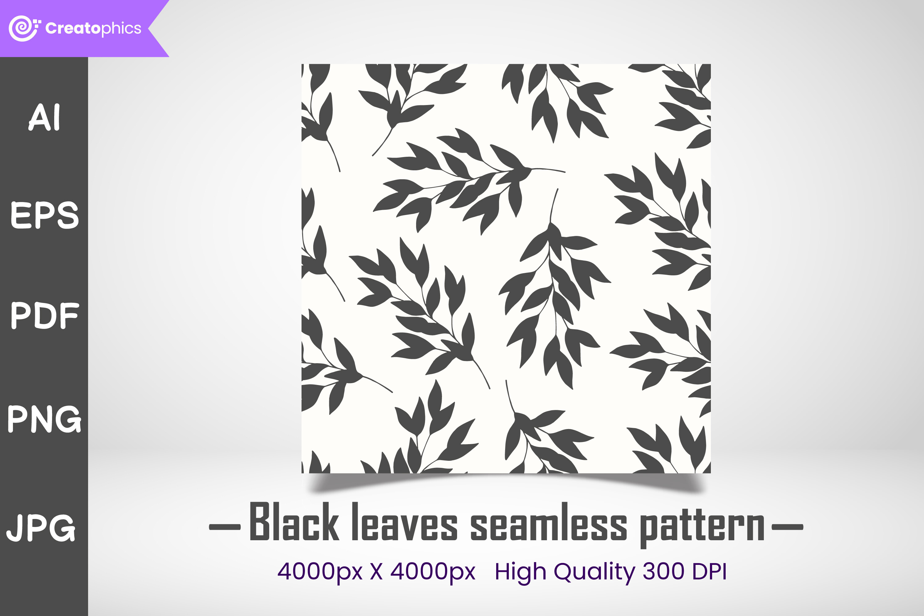 Black Leaves Seamless Pattern Design Graphic by Creatophics · Creative ...