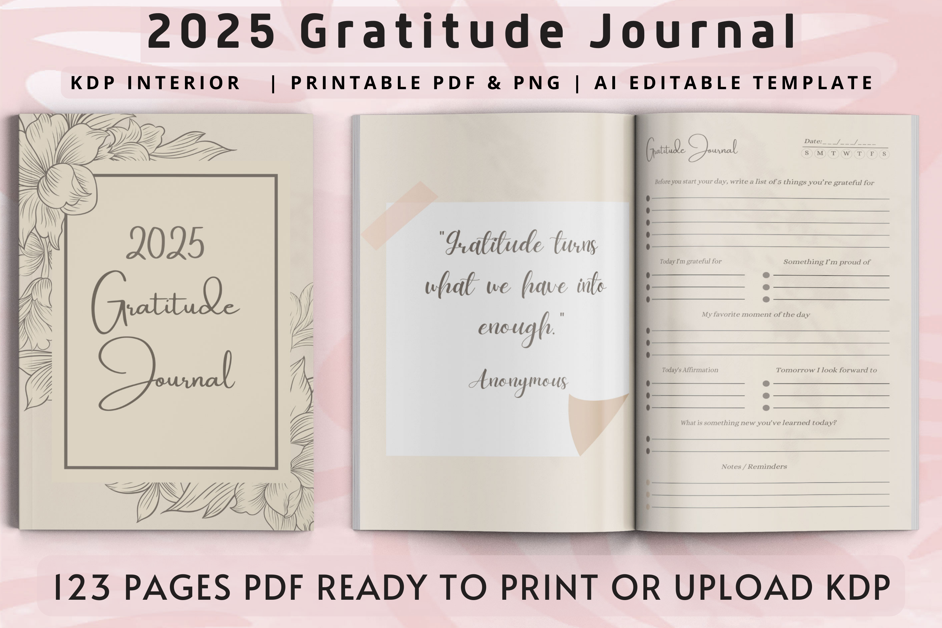 2025 Gratitude Journal | KDP Interior Graphic by Interior Creative ...