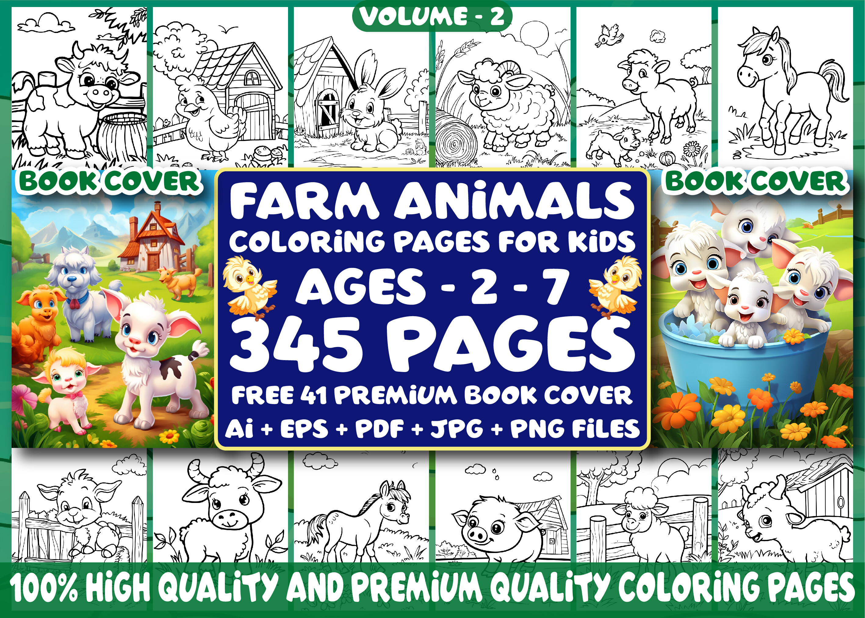 345 Farm Animals Coloring Pages for Kids