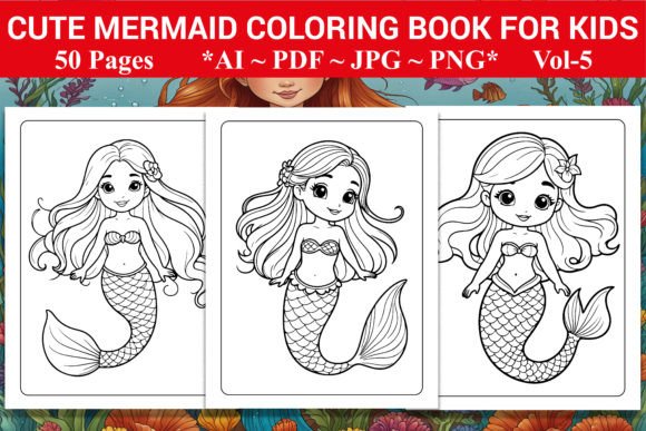 50 CUTE MERMAID COLORING BOOK for KIDS Graphic by Milon Store ...