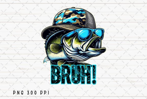 Bass Fish Funny Fishing Bruh Kids PNG Gráfico Ilustraciones Imprimibles Por Flora Co Studio