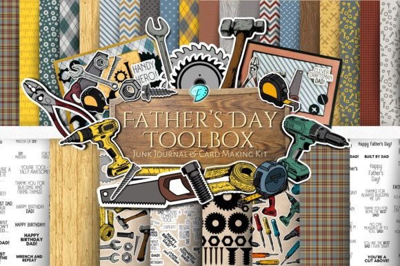 Fathers Day Toolbox Card Making Kit Gráfico Artesanato Por Emily Designs