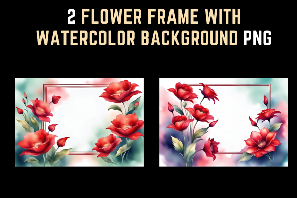 Flower Frame with Watercolor Background Graphic by Alouma Sriti ...