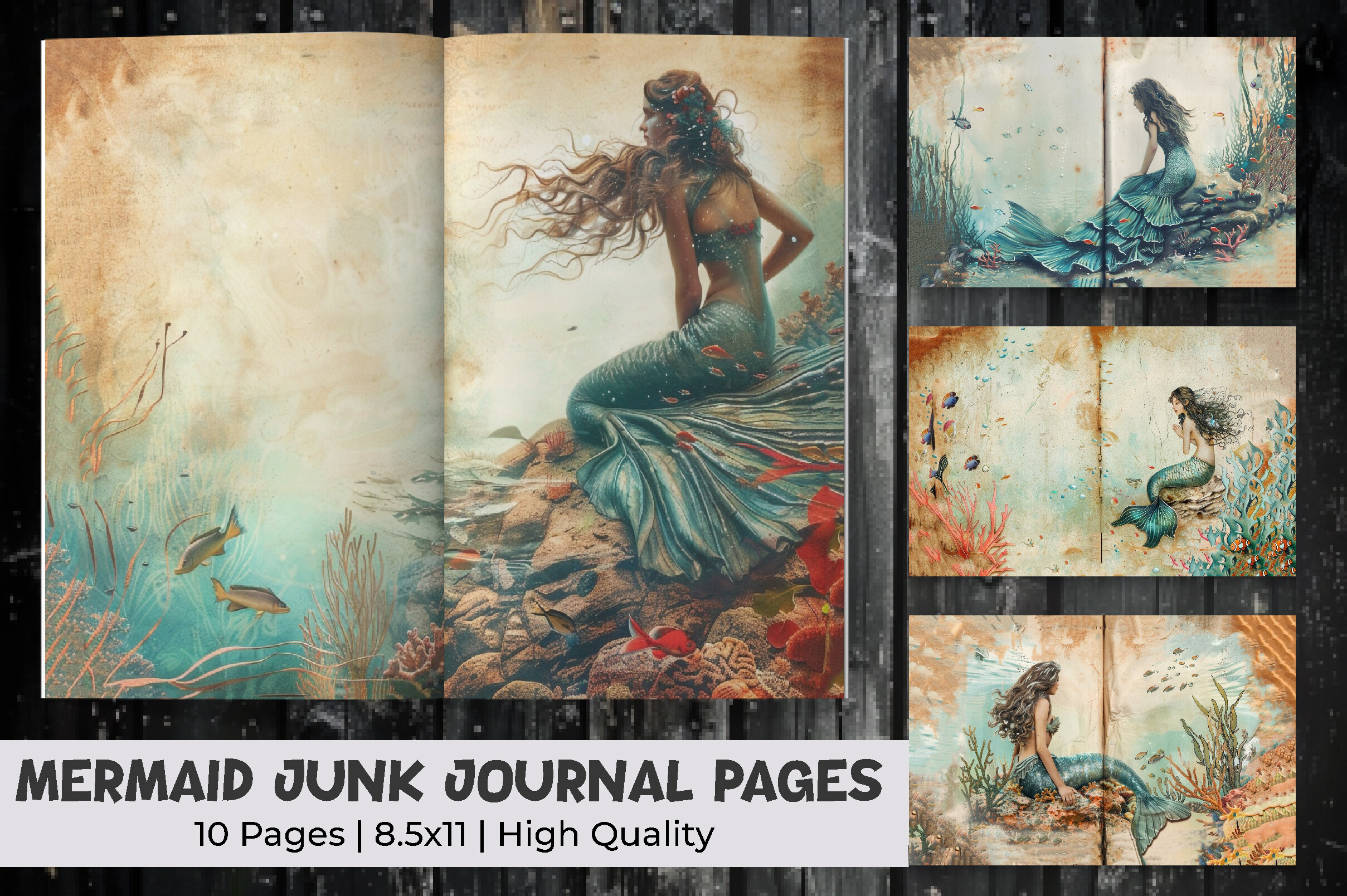 Mermaid Junk Journal Pages