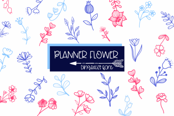 Planner Flower Dingbats Font By Sirinart