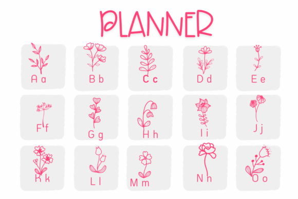 Planner Flower Font PNG with transparent background - Preview 1