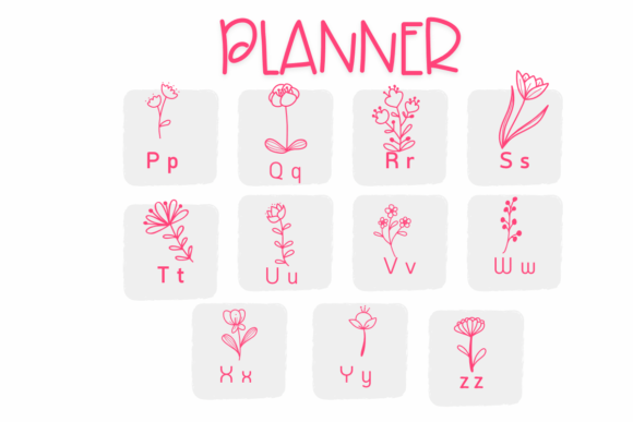 Planner Flower Font PNG with transparent background - Preview 2