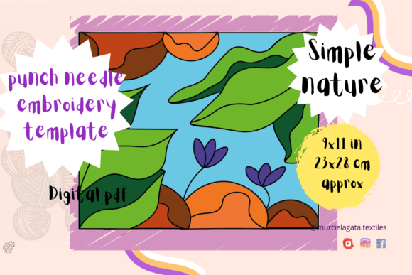 Simple Nature Punch Needle Template 9x11