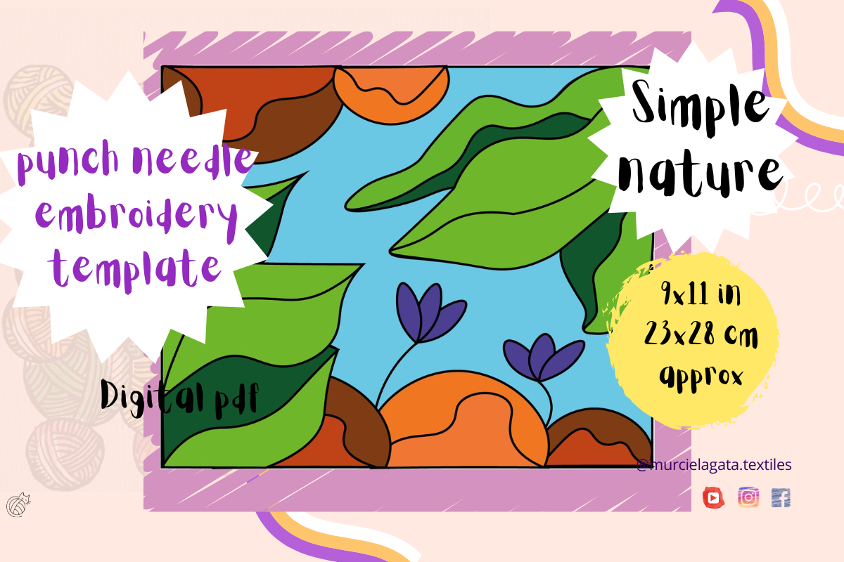 Simple Nature Punch Needle Template 9x11