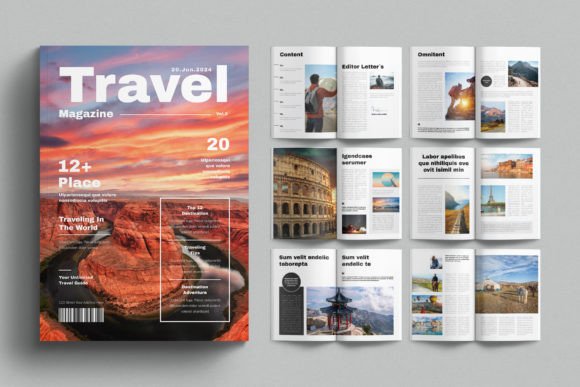 Travel Magazine Template Design Layout
