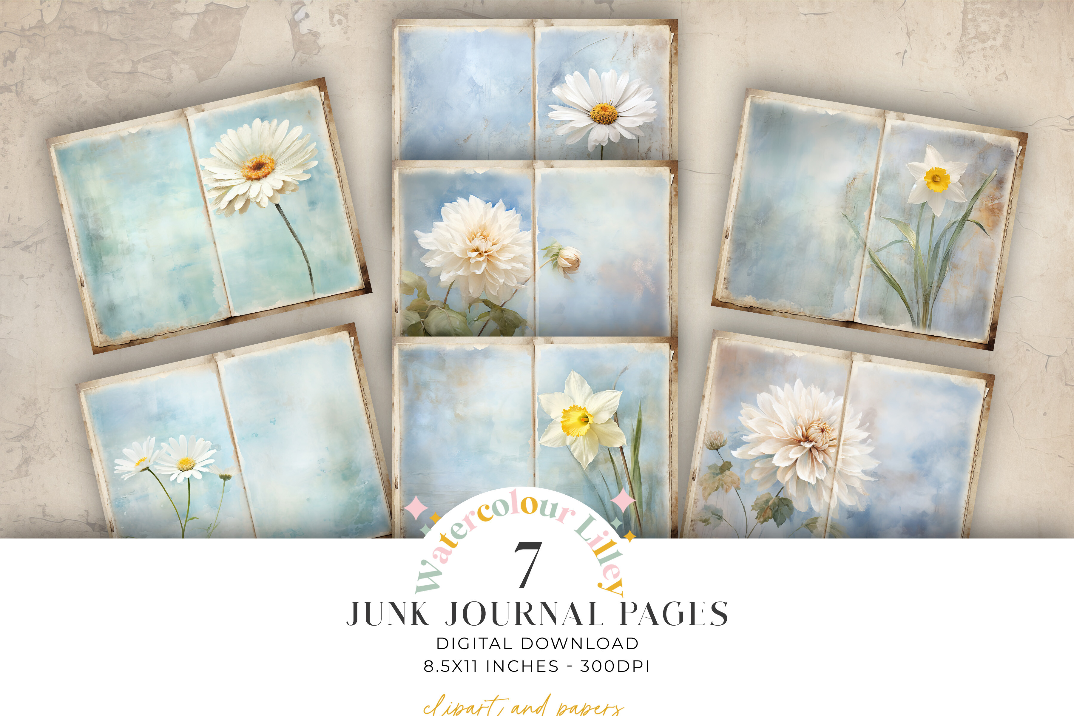 Watercolor Junk Journal Bifold Pages Graphic by Watercolour Lilley ...