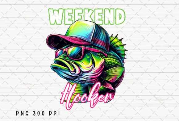 Weekend Hooker Neon Bass Fishing PNG Graphic Illustrations By Flora Co Studio
