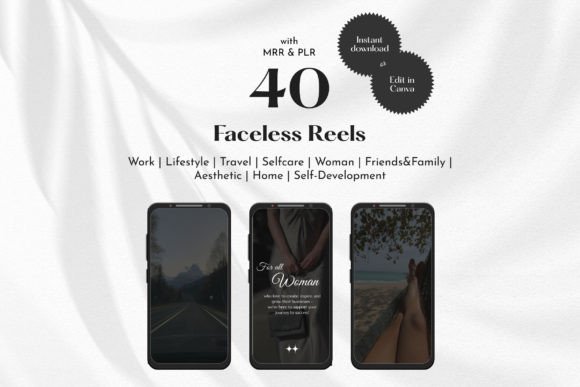 Preview of 40 Faceless Reels | Girlboss Videos social media template
