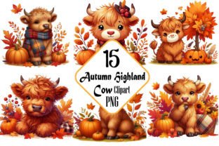 Autumn Highland Cow Sublimation Clipart Graphic by DreamArt · Creative ...