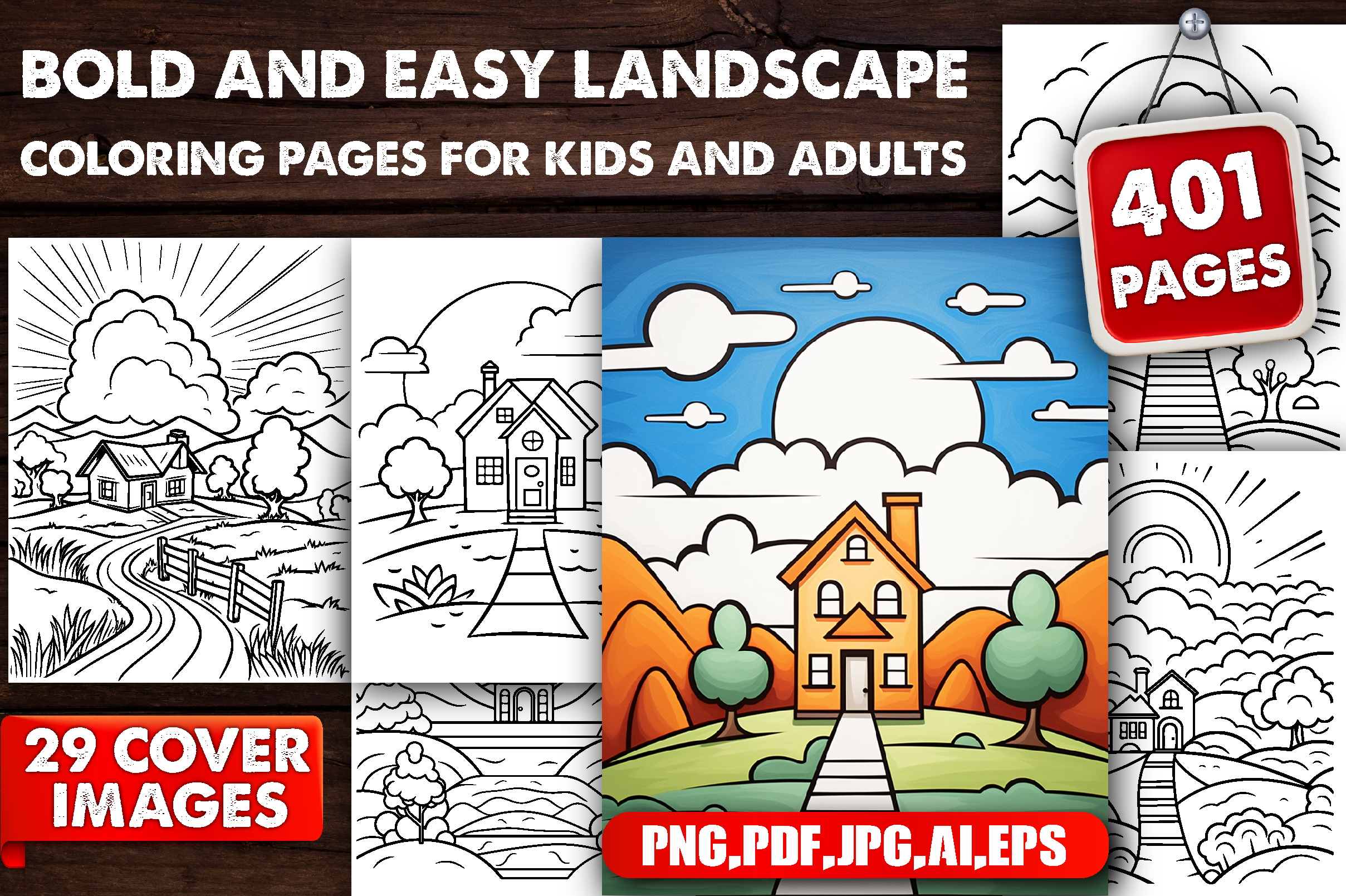 Bold and Easy Landscape Coloring Pages
