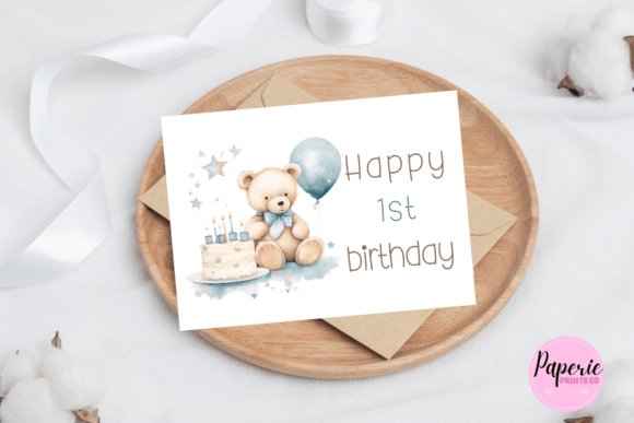 Boys 1st Birthday Card Teddy Bear