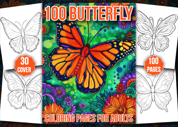 100 Butterfly Coloring Pages for Adults