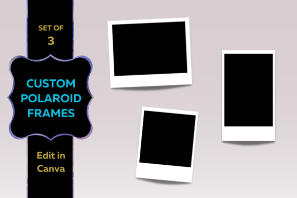 Canva Polaroid frame template with landscape portrait and square frames