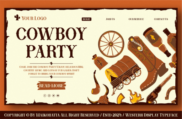 Desert Western Font PNG with transparent background - Preview 1