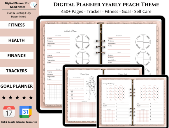 Digital Planner Yearly Peach Theme