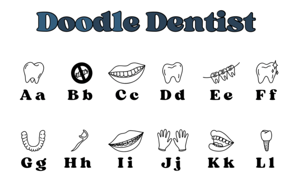 Doodle Dentist Font PNG with transparent background - Preview 1