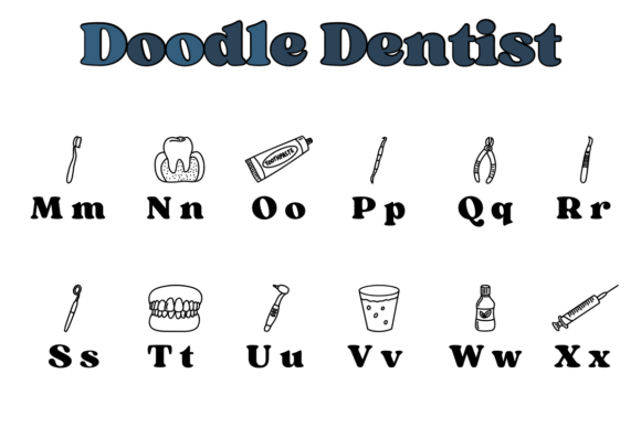 Doodle Dentist Font PNG with transparent background - Preview 2