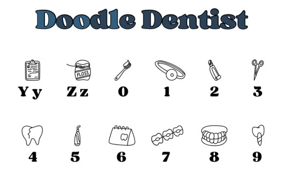 Doodle Dentist Font PNG with transparent background - Preview 3
