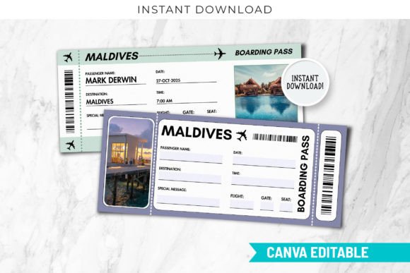 Maldives Trip Surprise Gift Ticket Canva