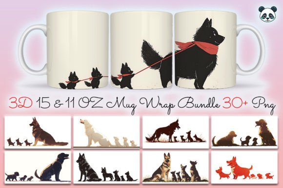 Papa Dog Fathers Day Mug Wrap Bundle Graphics