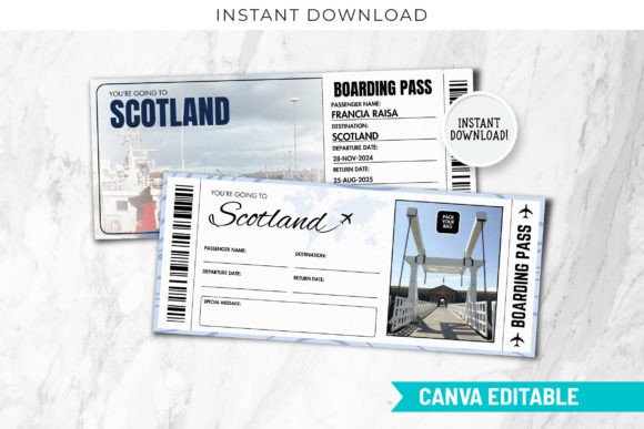 Scotland Trip Surprise Gift Ticket Canva