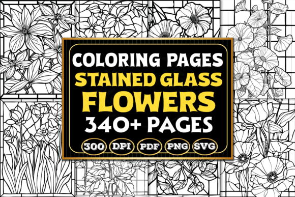 Stained Glass Flowers Coloring Pages