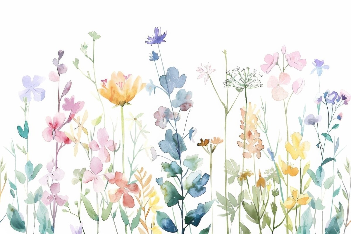 Watercolor Floral Field Graphic by Sun Sublimation · Creative Fabrica