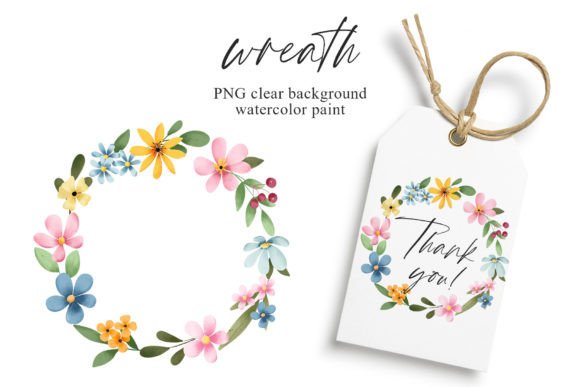 Wreath, Watercolor Flowers, Frame Border